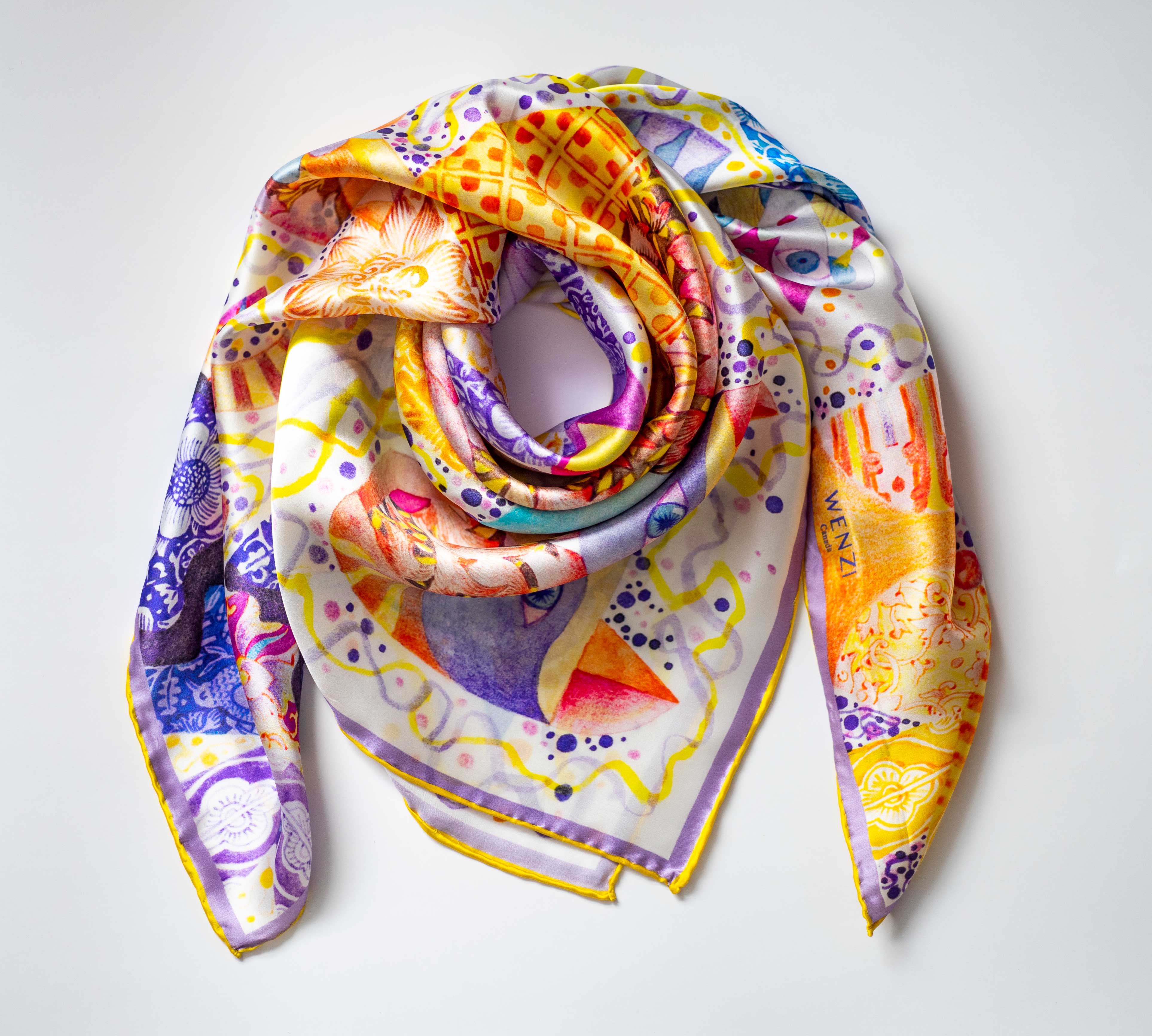 100% Silk Square Scarf | 90cm Mulberry Twill | Wenzi Studio
