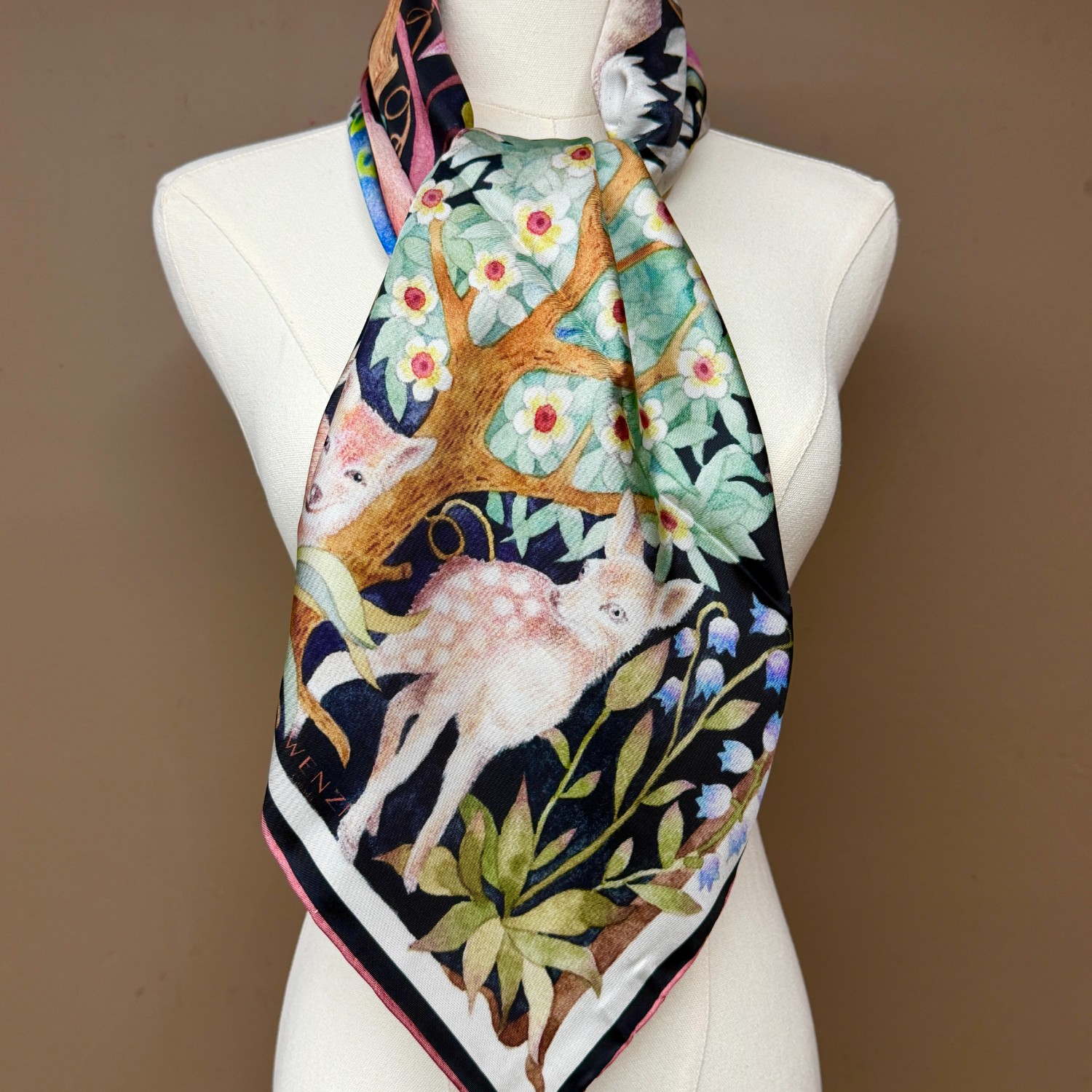 Zoo (Double-Sided) | Square Silk Scarf | Wenzi Studio
